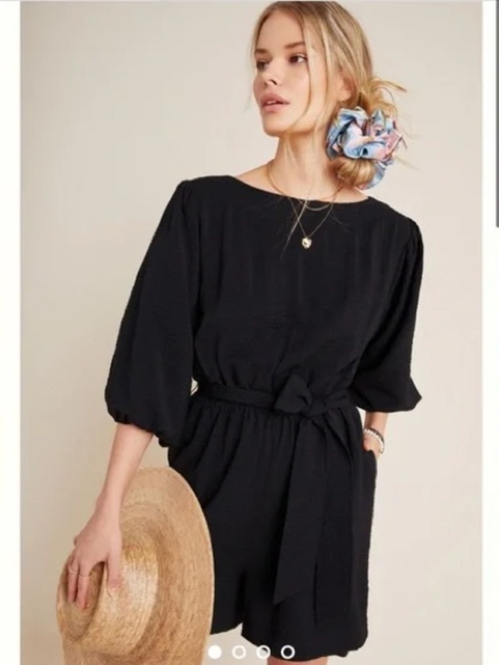 NWT Anthropologie Black Belted Romper